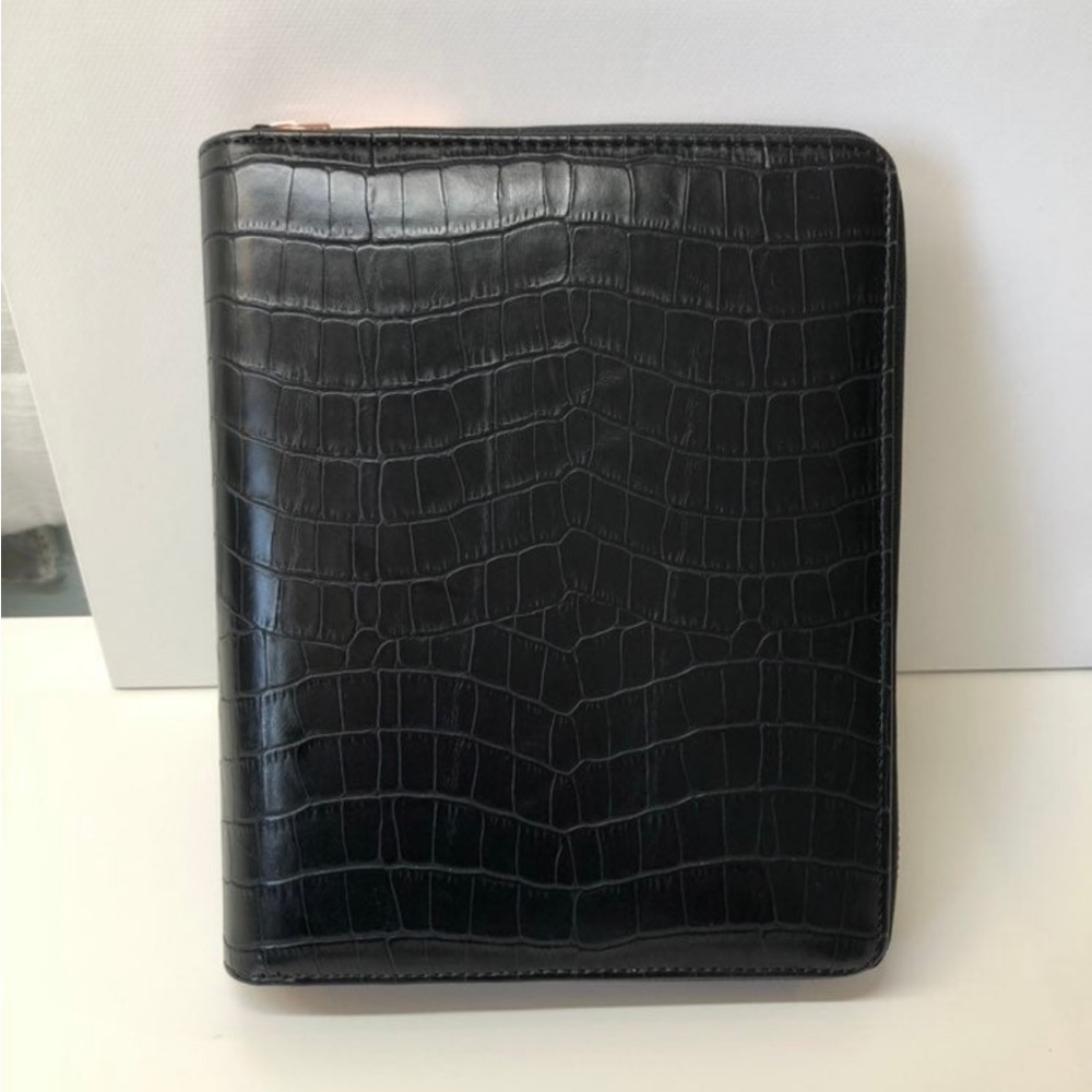 Kikki.K B6 Black Croco Leather Zippered Planner